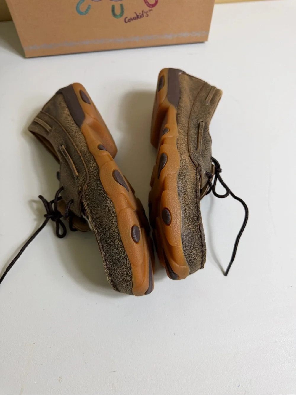 Twisted X Kids' Leopard/Cheetah Boat Shoe Driving Moccasins brown size 6